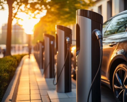 Charging EV car electric vehicle station. Background